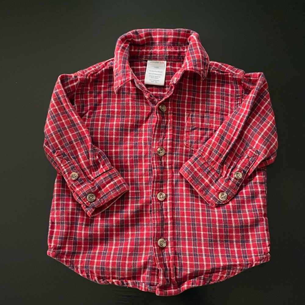 Wonder Kids 12 month Red plaid Flannel Shirt
